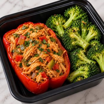 Pimiento relleno de pechuga guisada