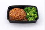 Bunless burger in onion sauce