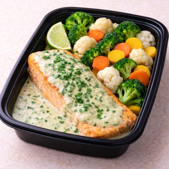 Filete de salmón en salsa de cilantro