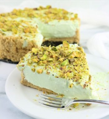 Pistachio cheesecake slice